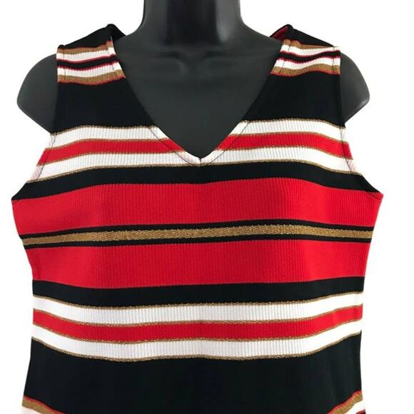 Avon Fashions Large Sleeveless Tank, White Black Red Gold Tank Top, 70s Tank Top - Picture 4 of 10